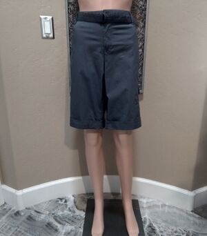DKNY Women's Dark Gray Cargo Shorts with Cuffs and Belt